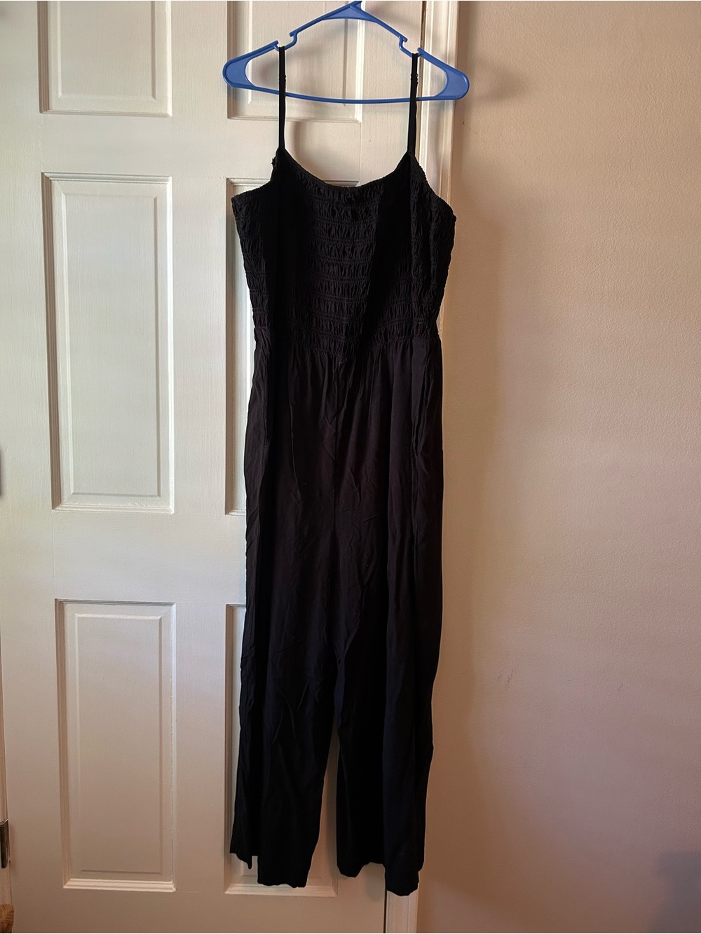 GAP Black Smocked-Strap Jumpsuit